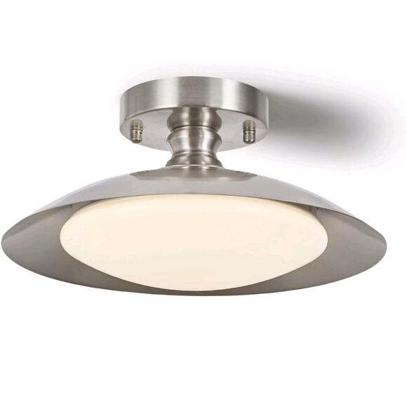 Dimmable Brushed Nickel Ceiling Light Flush Mount Modern LED Lighting Fixture - Picture 1 of 8
